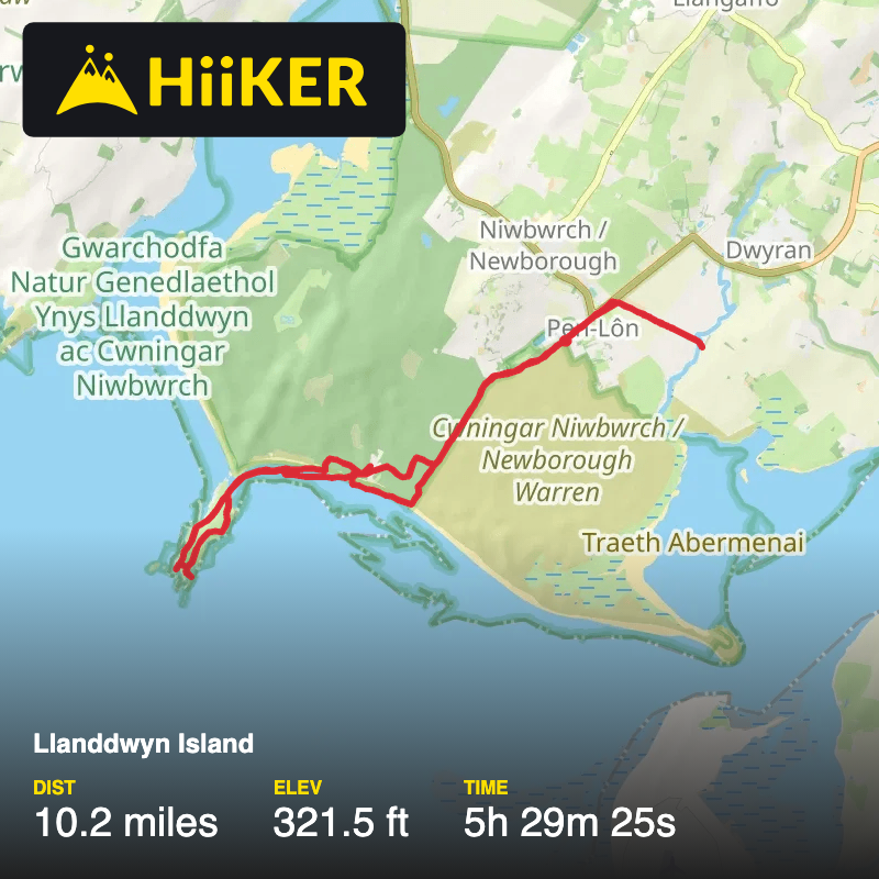 A map preview of the recording Llanddwyn Island .