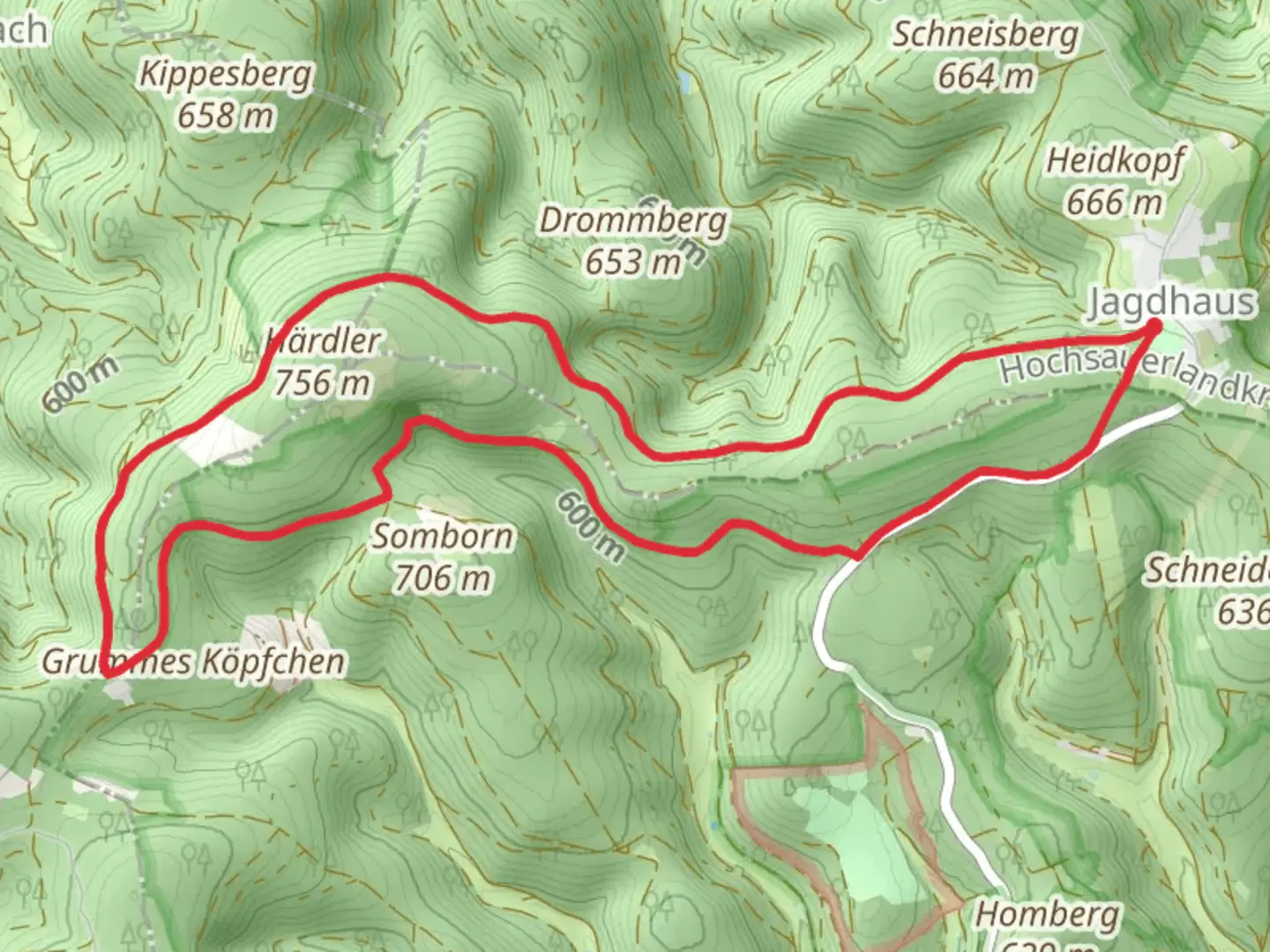 An image depicting the trail Fleckenberg Rundweg and Rothaarsteig Loop and its surrounding area.