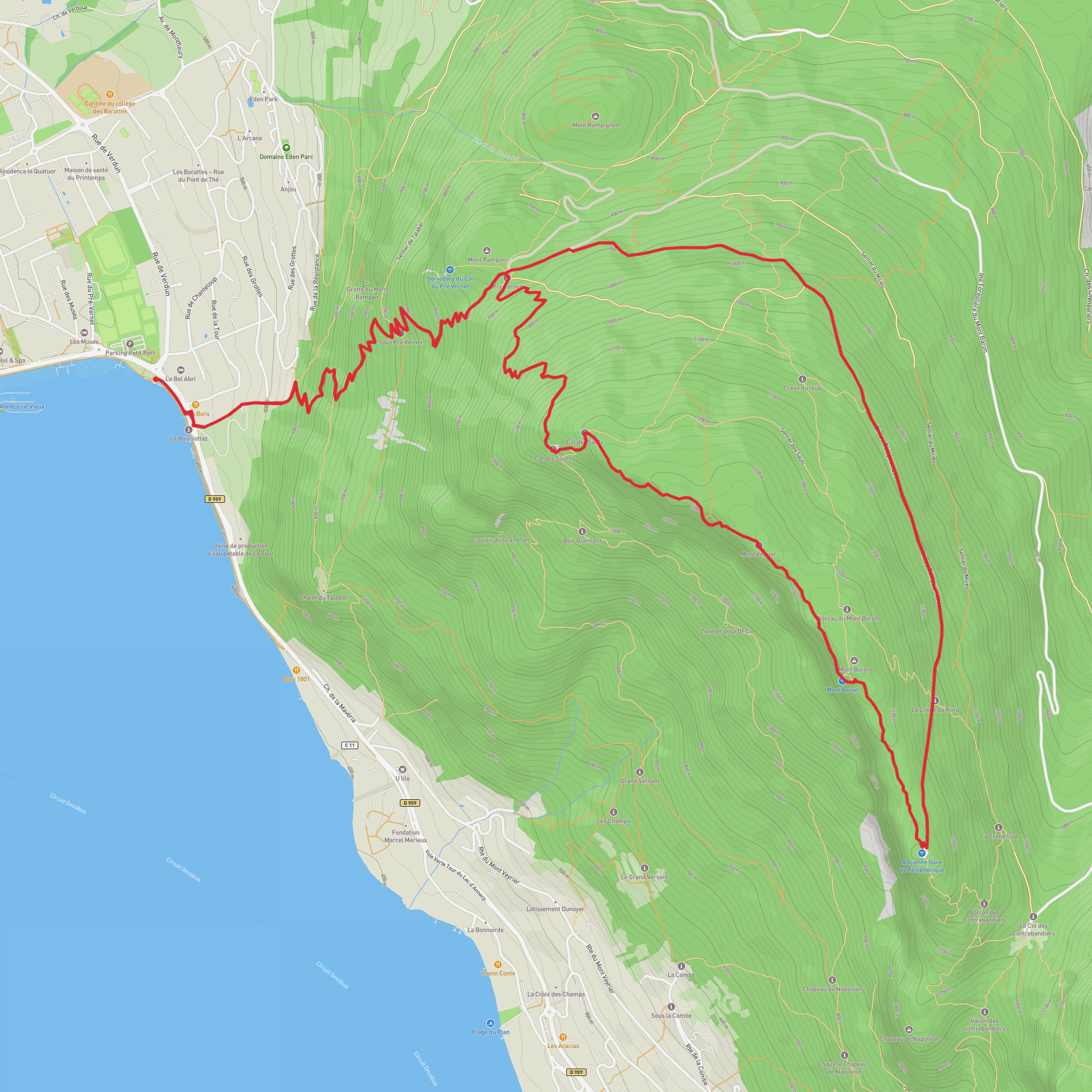 Mont Baron and Mont Veyrier Loop mobile static map