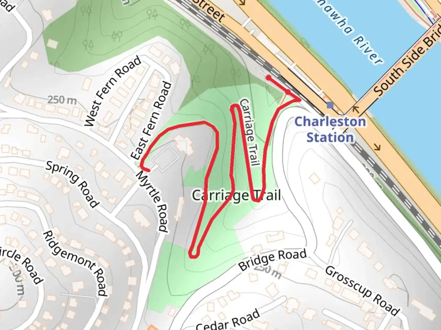 An image depicting the trail Carriage Trail and its surrounding area.