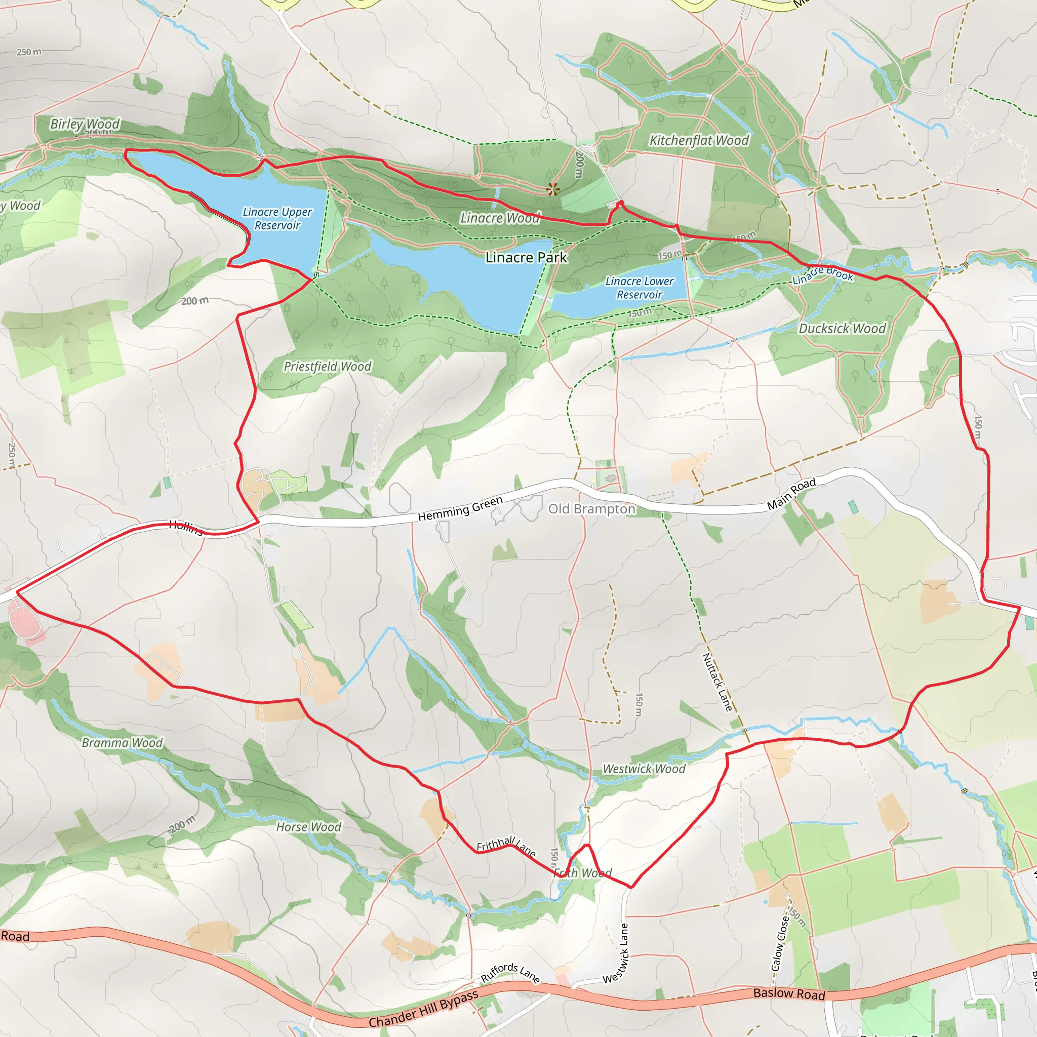 Old Brampton Loop via Linacre Park mobile static map