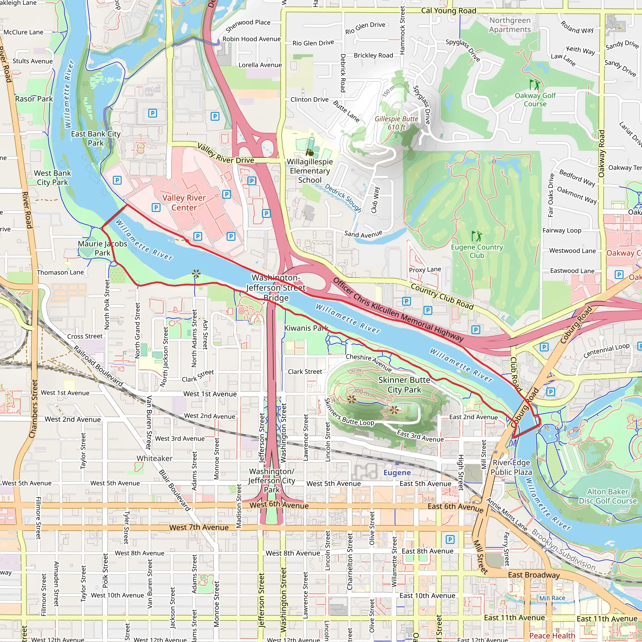 North Bank Path, South Bank Path and Path Peter DeFazio Bridge Loop mobile static map