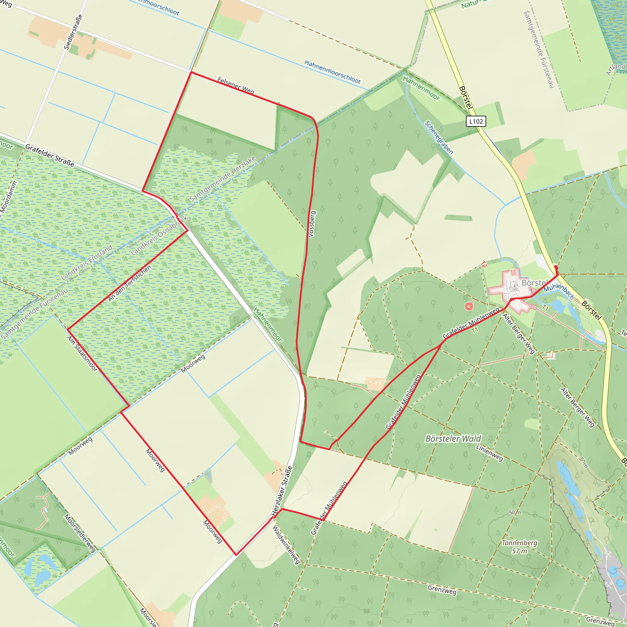 Bersenbruecker Land Weg and Vossberg mobile static map