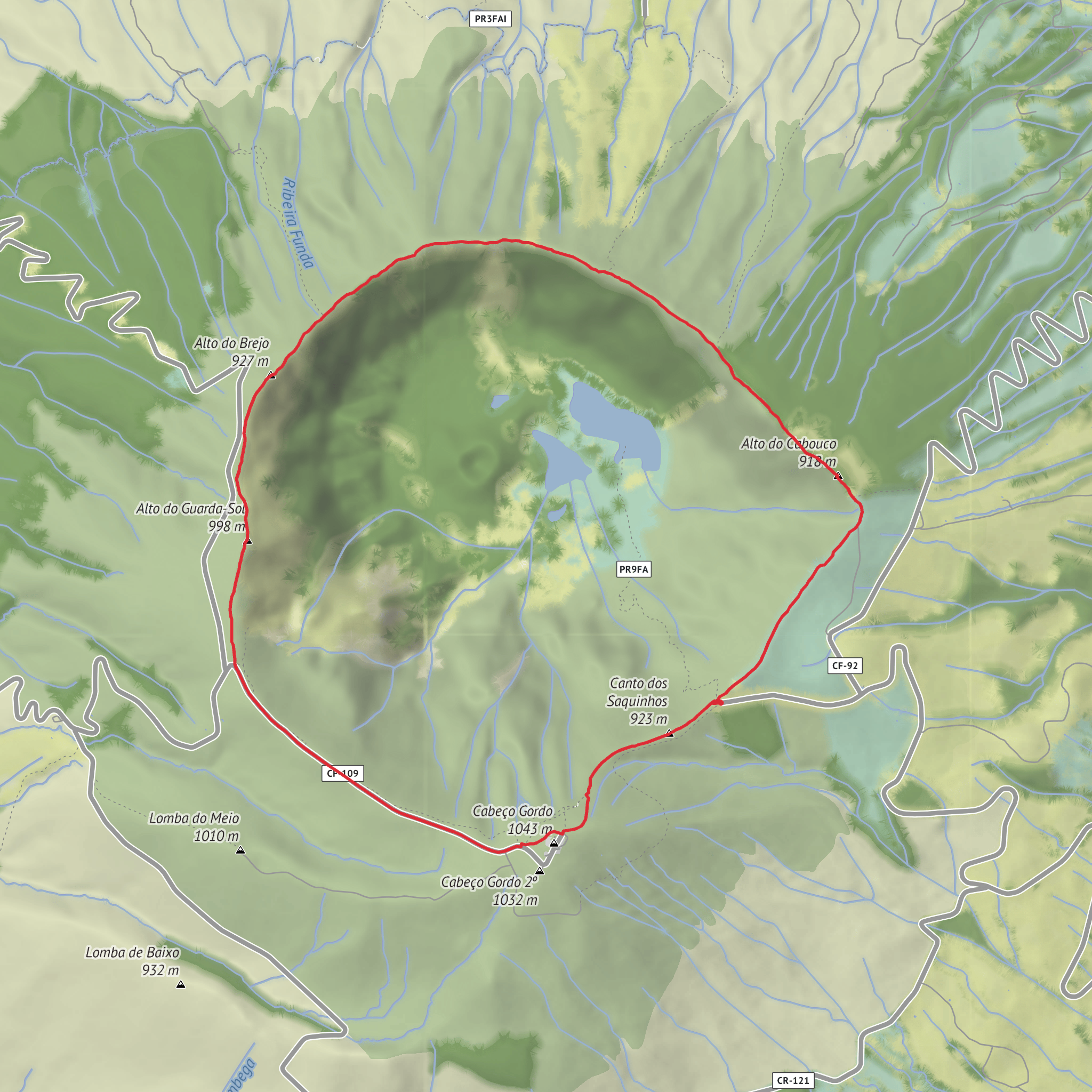 Caldeira Loop via Alto do Cabouco, Alto dod Brejo and Alto do Guarda Sol mobile static map