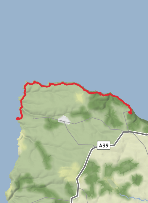 SWCP Clovelly to Hartland Quay mobile static map