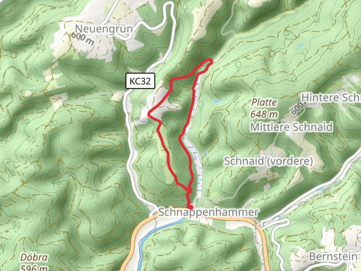 An image depicting the trail Wellesbach, Eichberg and Wellesberg Loop via Wallenfelser Hohenweg and its surrounding area.