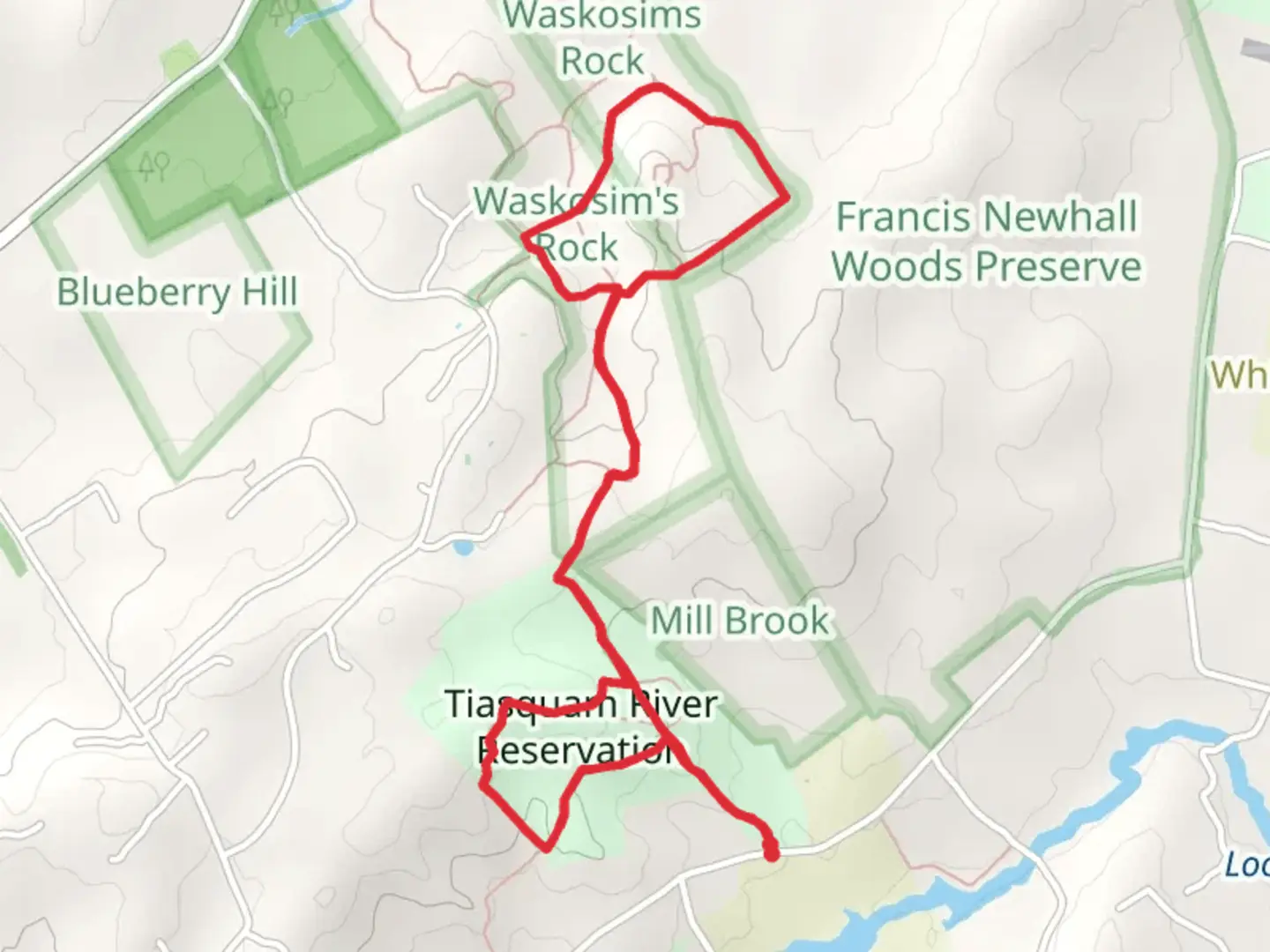 An image depicting the trail Tiasquam River Reservation and its surrounding area.