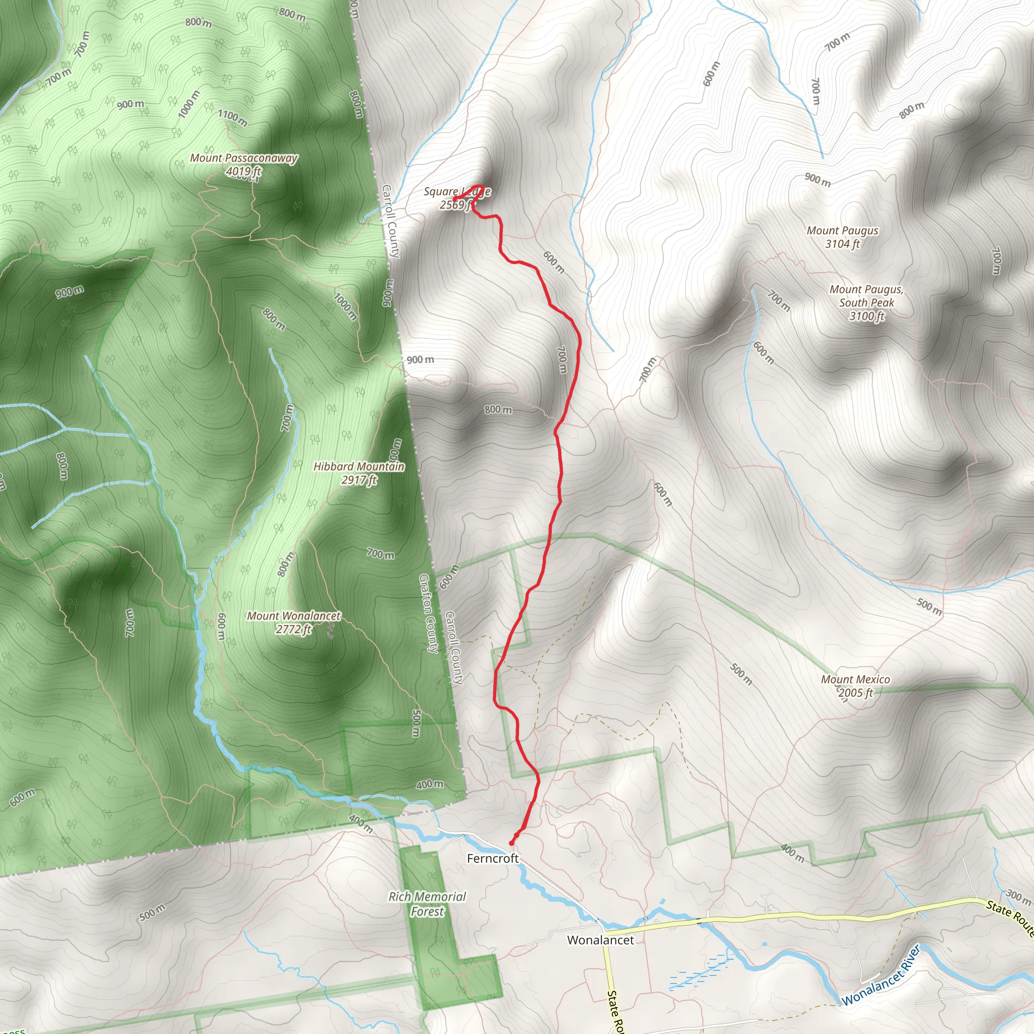 Square Ledge Trail via Ferncroft mobile static map