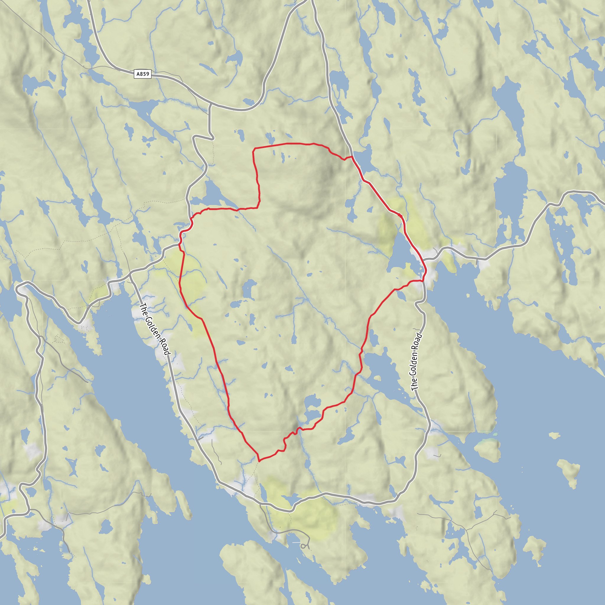 Grosa Cleit, Loch Airigh lain Oig, Loch an Rothaid and Loch Mhic Neacail mobile static map