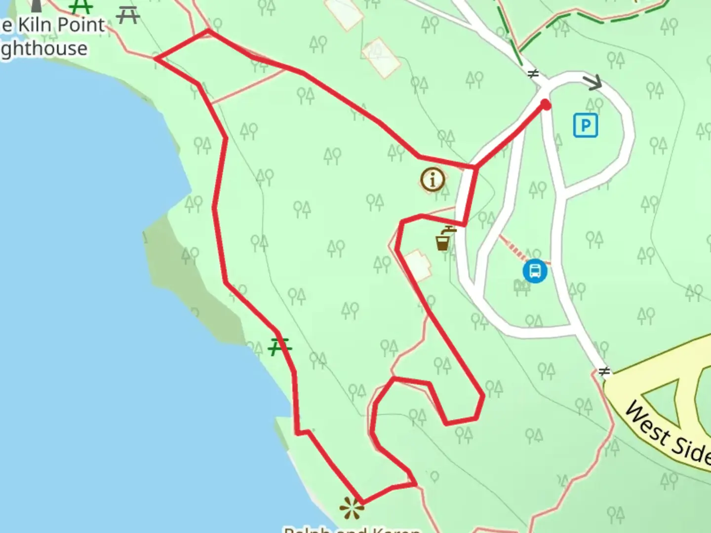 An image depicting the trail Lighthouse Road Loop and its surrounding area.