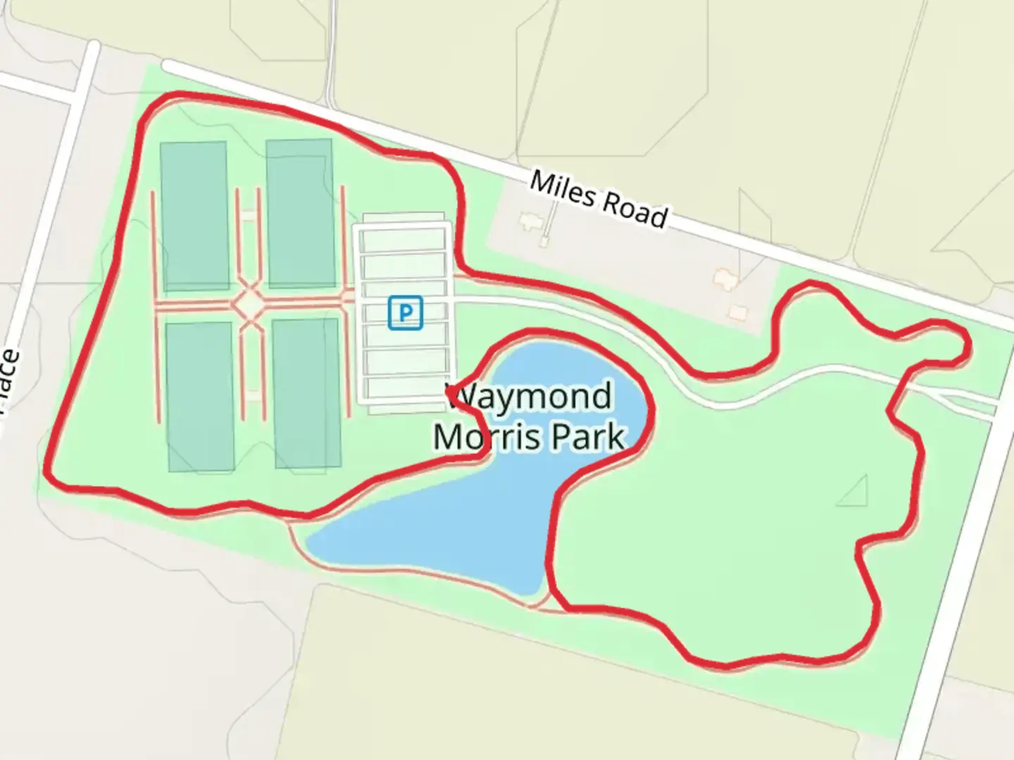 An image depicting the trail Waymond Morris Park Loop and its surrounding area.