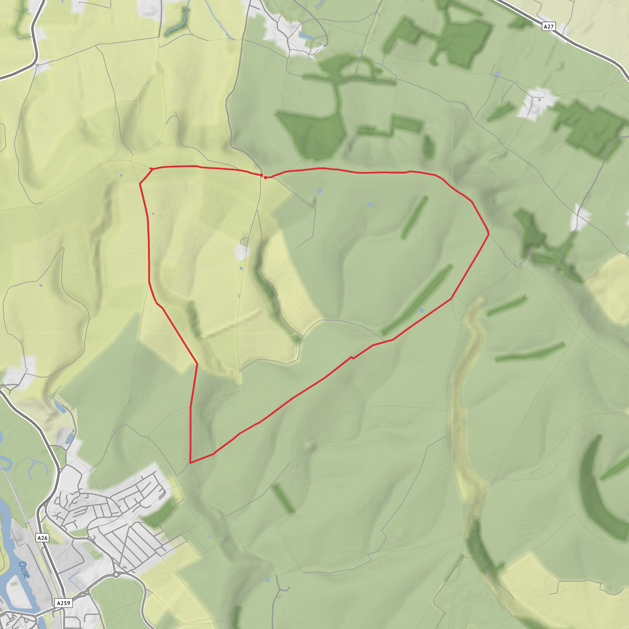 Firle Beacon to Newhaven mobile static map
