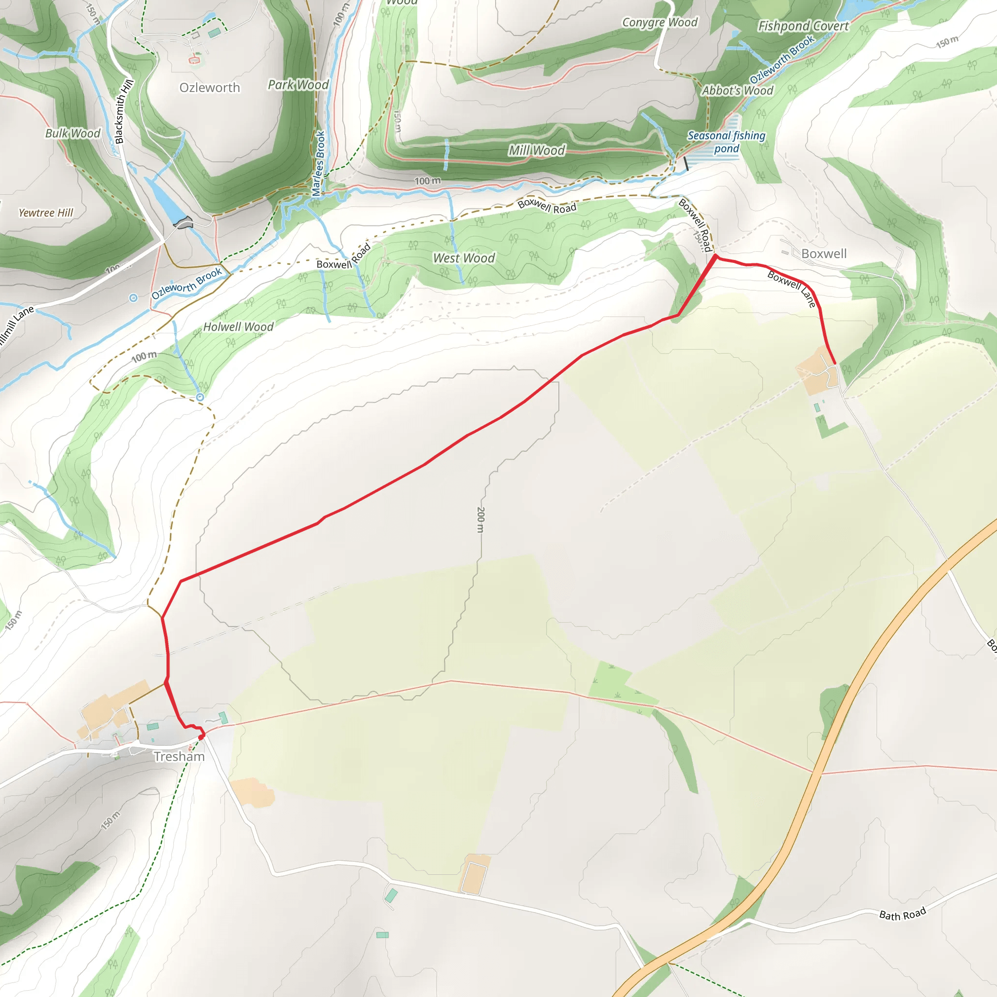 Tresham to Boxwell Walk mobile static map