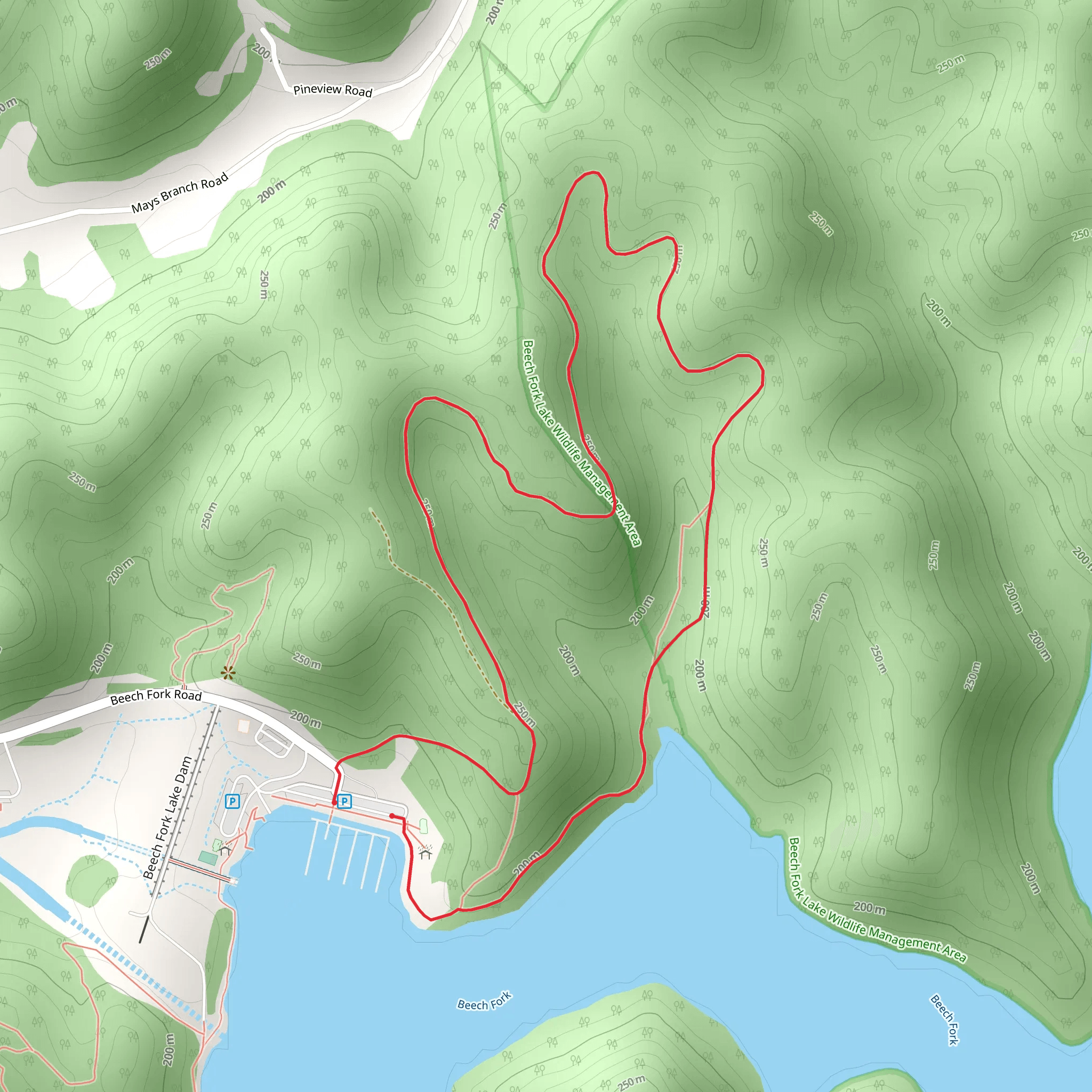 Beech Fork Lake Loop mobile static map