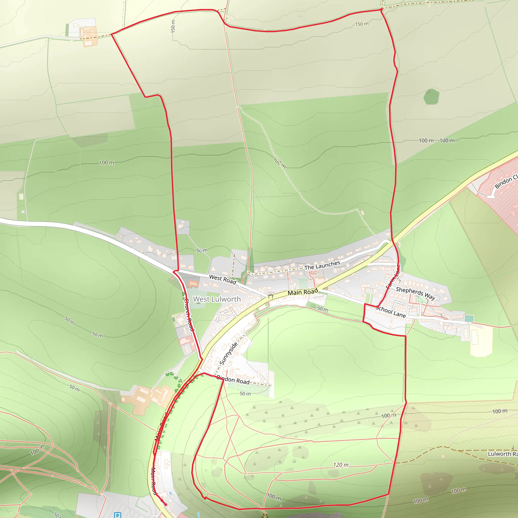 West Lulworth Country Park Loop mobile static map