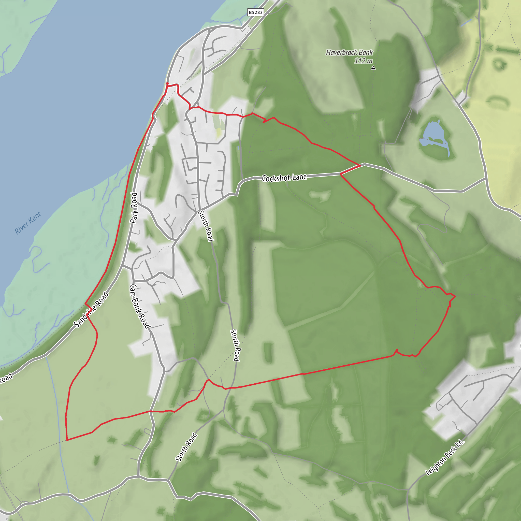 Arnside Moss, Underlaid Wood, Whin Scar, Beetham Fell and Longtail Wood Loop mobile static map