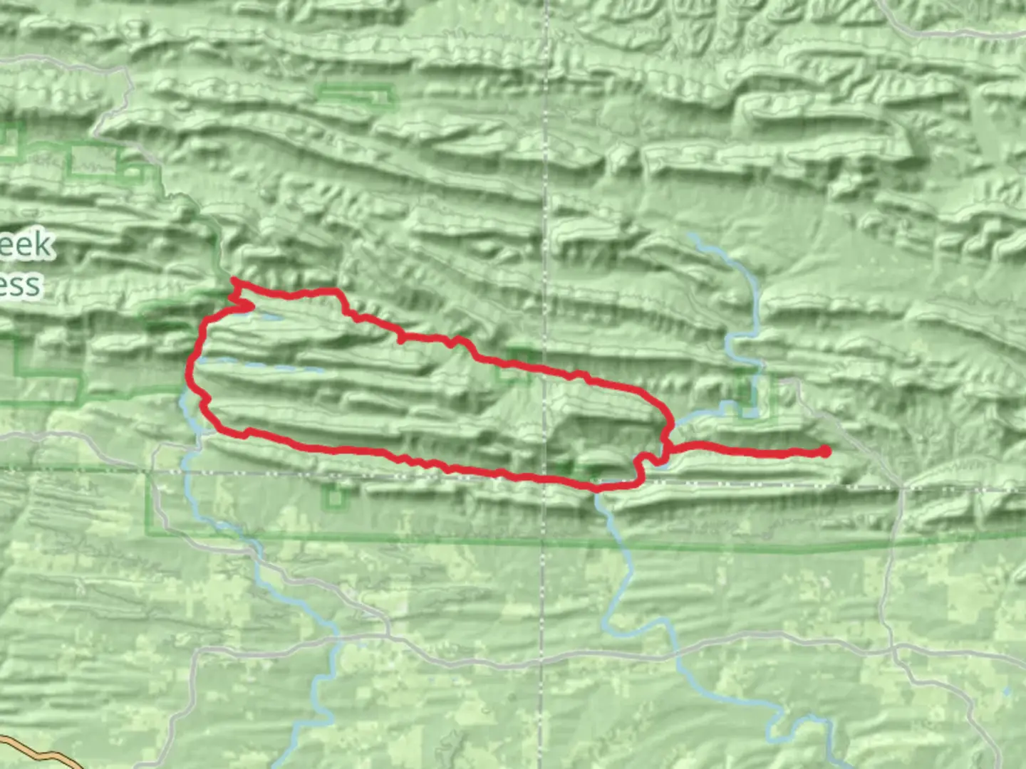 An image depicting the trail Blaylock Creek Road and Eagle Rock Trail Loop and its surrounding area.