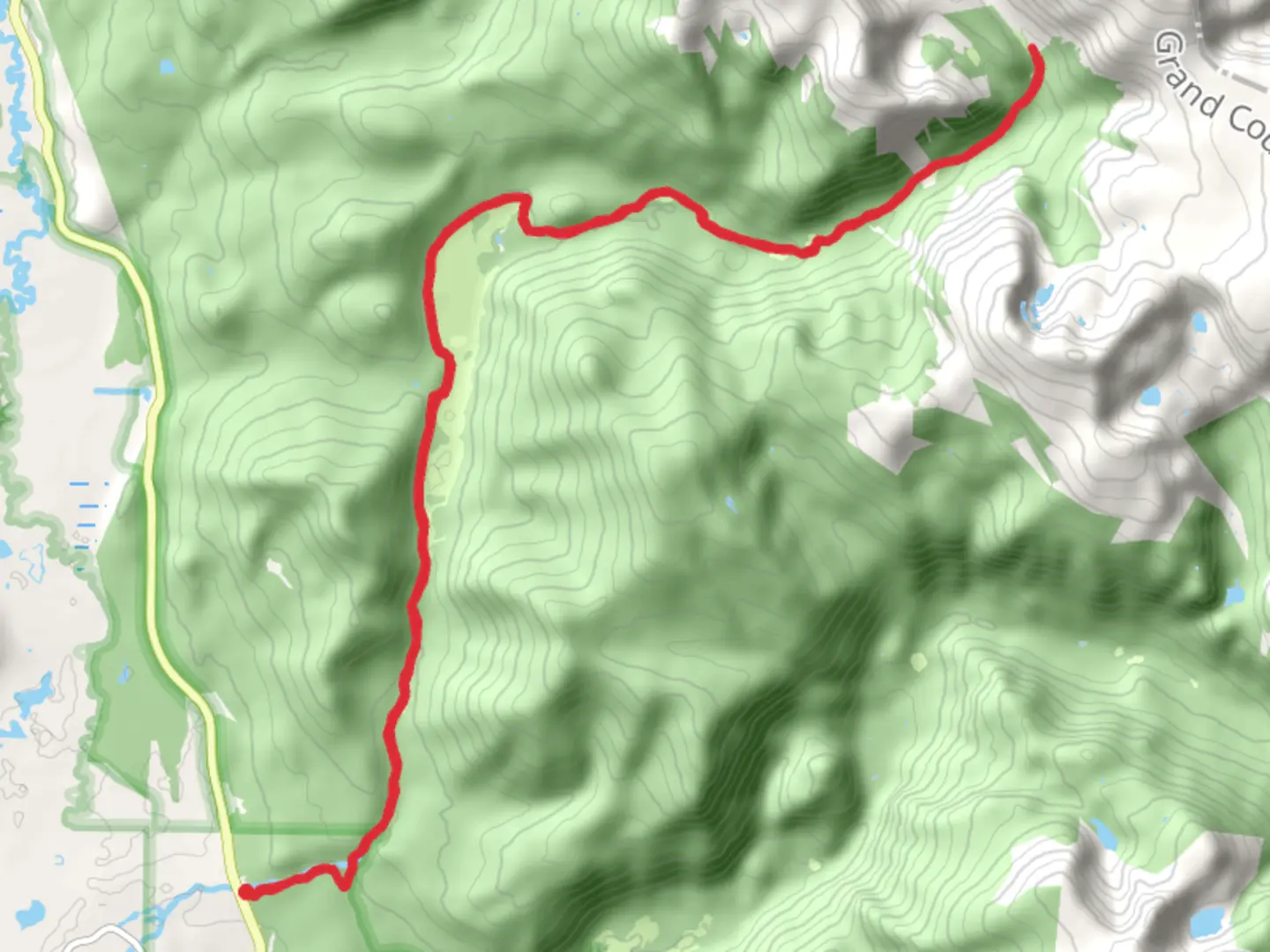 An image depicting the trail Timberline Group Site via CDT and its surrounding area.