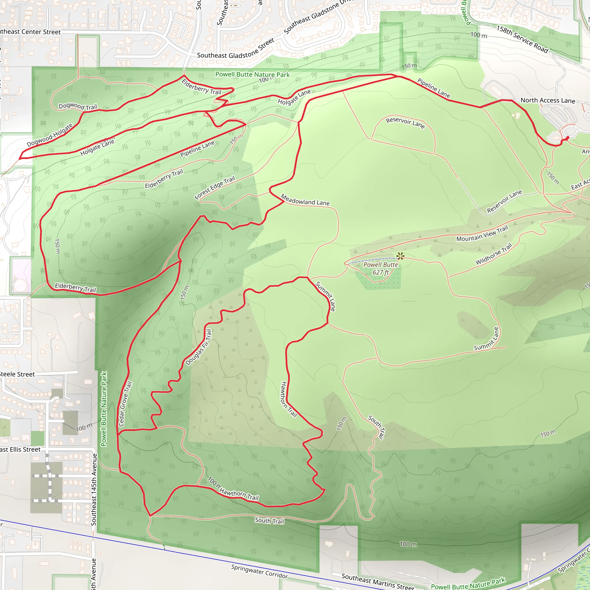 Elderberry, Pipeline Lane and Holgate Lane Loop mobile static map