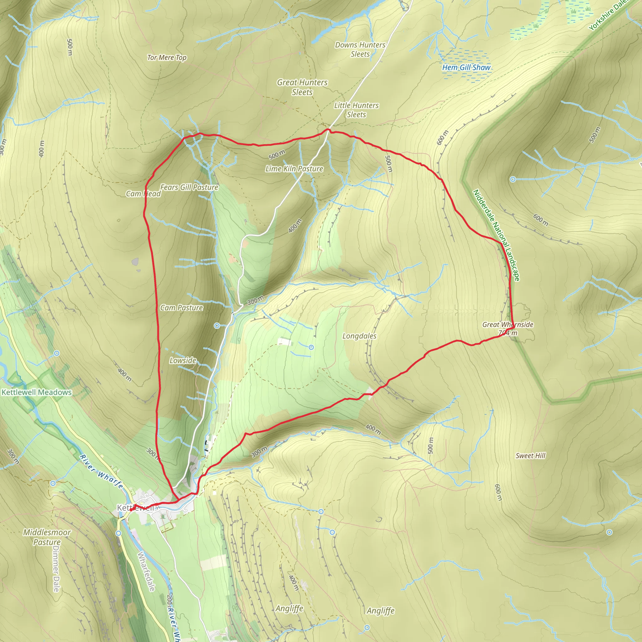 Great Whernside and Starbotton Road Loop - Kettlewell mobile static map