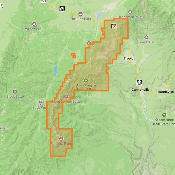 Bryce Canyon National Park mobile static map