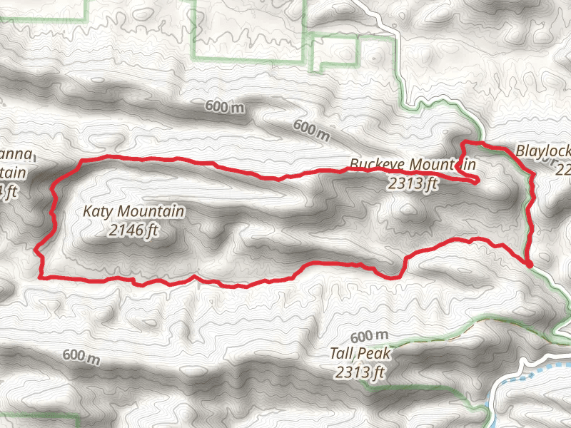 Buckeye Mountain via Buckeye Trail and East Caney Creek Trail
