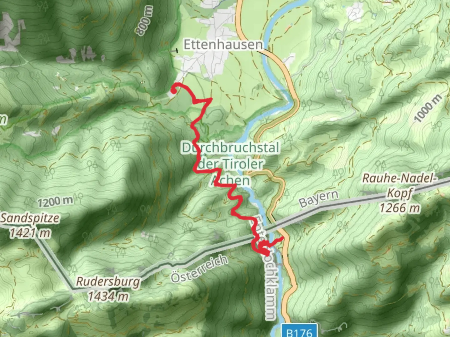 An image depicting the trail Grossache via Schlechinger Wanderweg and its surrounding area.