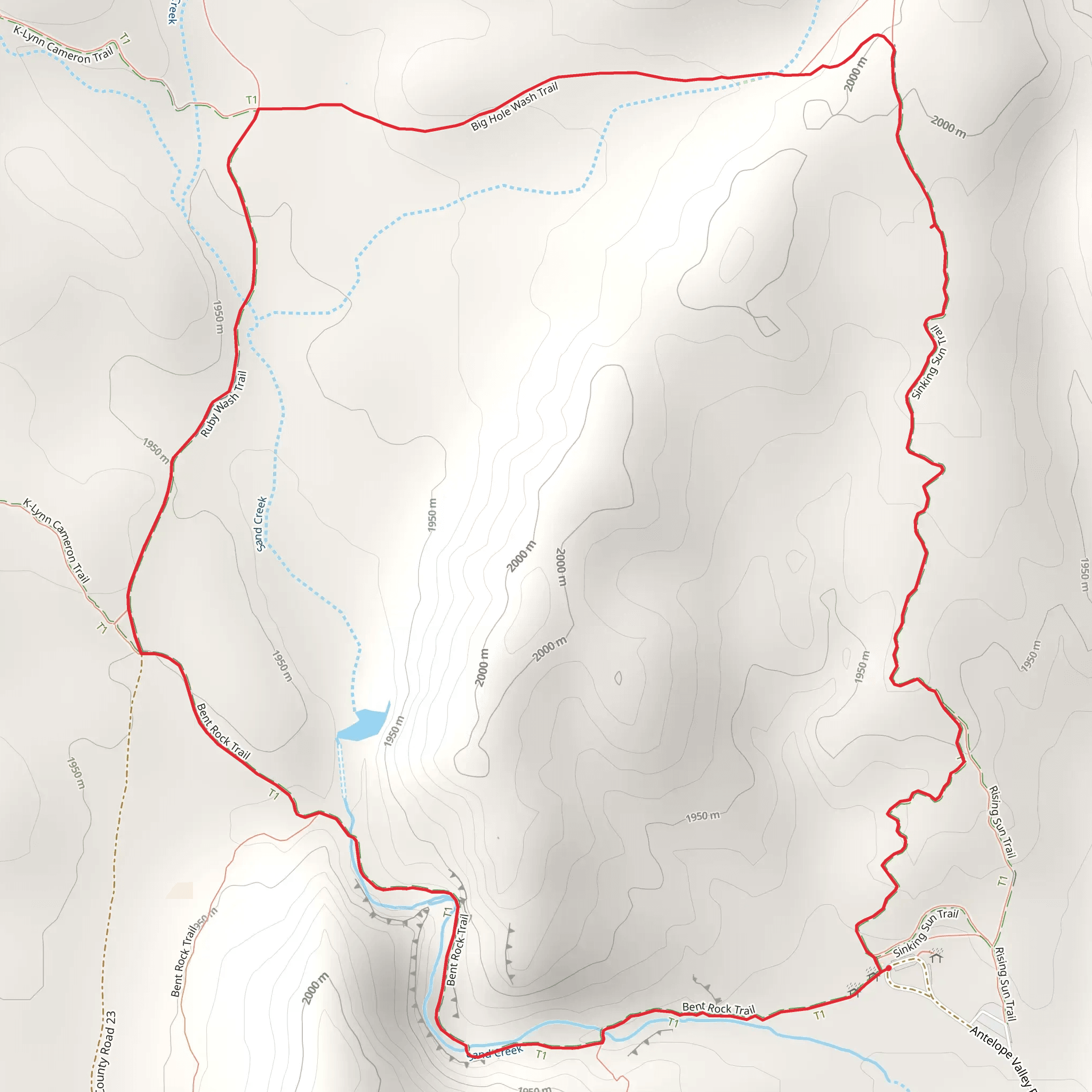 Bent Rock and Sinking Sun Loop Trail mobile static map