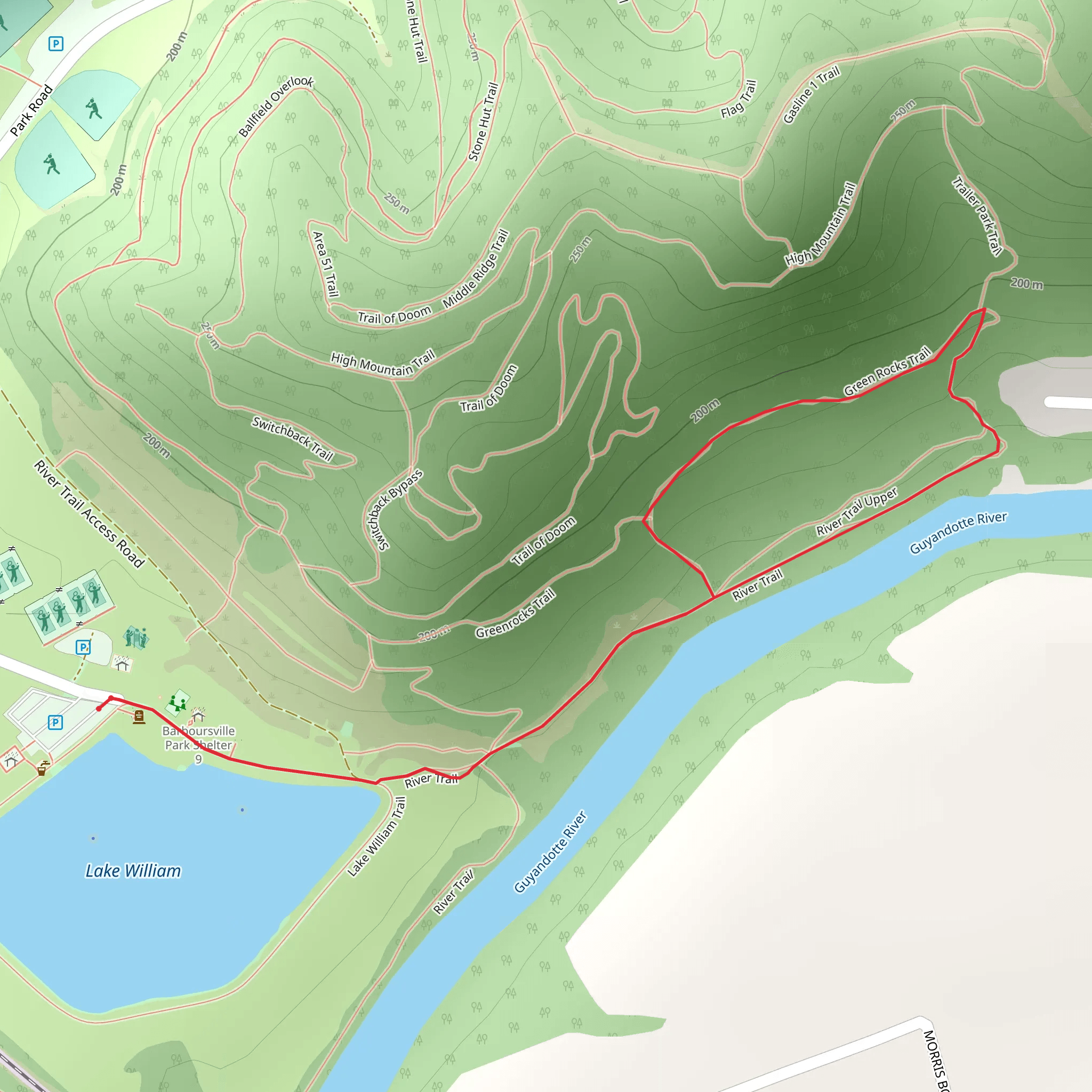 River Trail and Green Rocks Loop Trail mobile static map