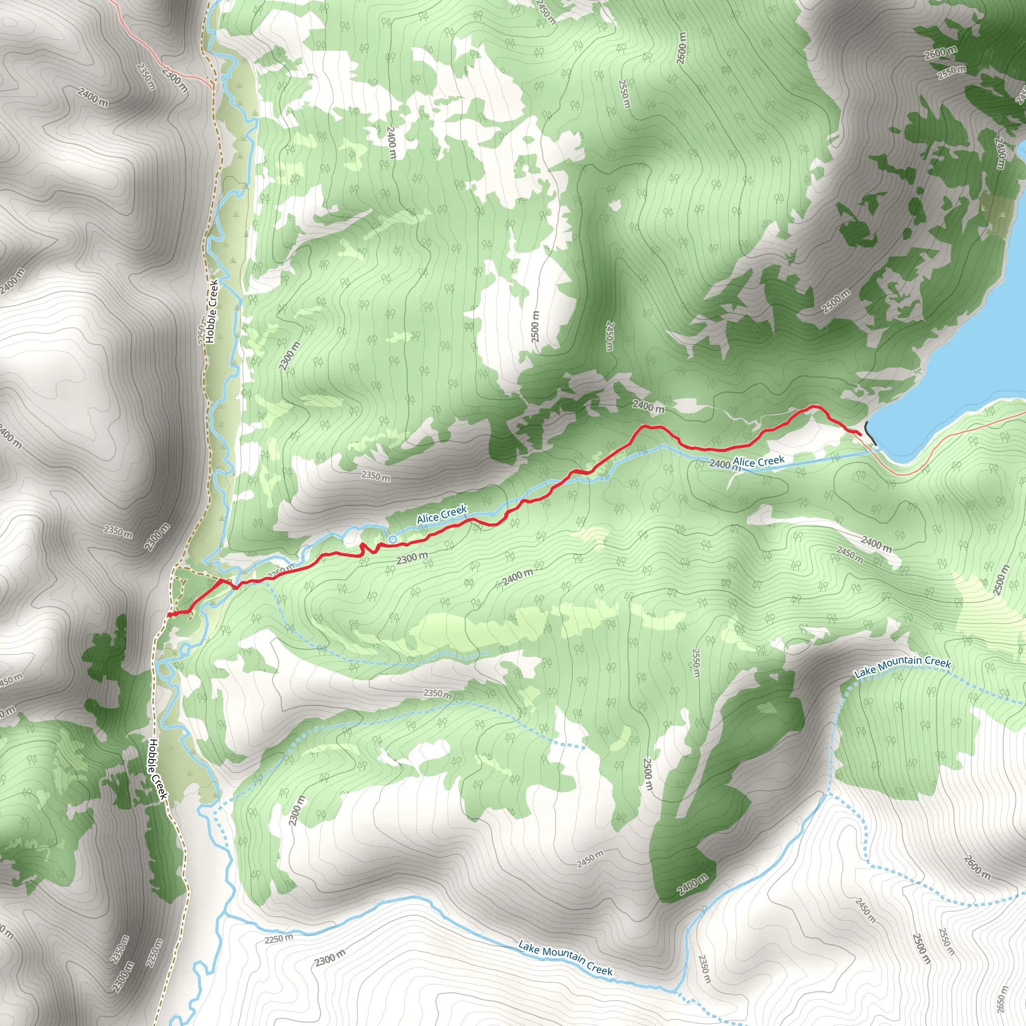 Lake Alice and Creek mobile static map