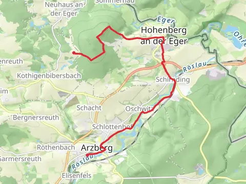 Arzberg to Steinhaeuser via Steinberg and Hohenberg
