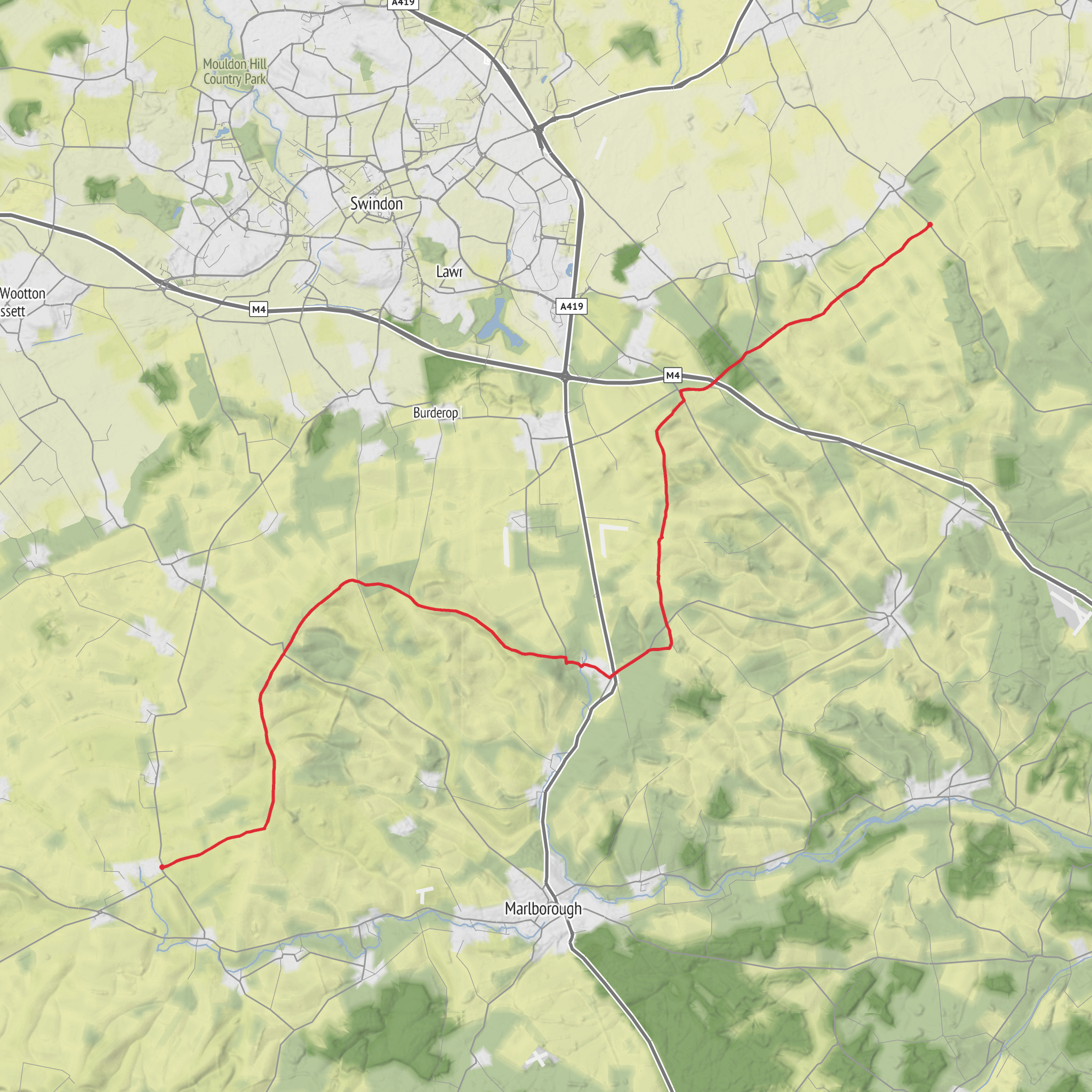 Avebury via Ridgeway mobile static map