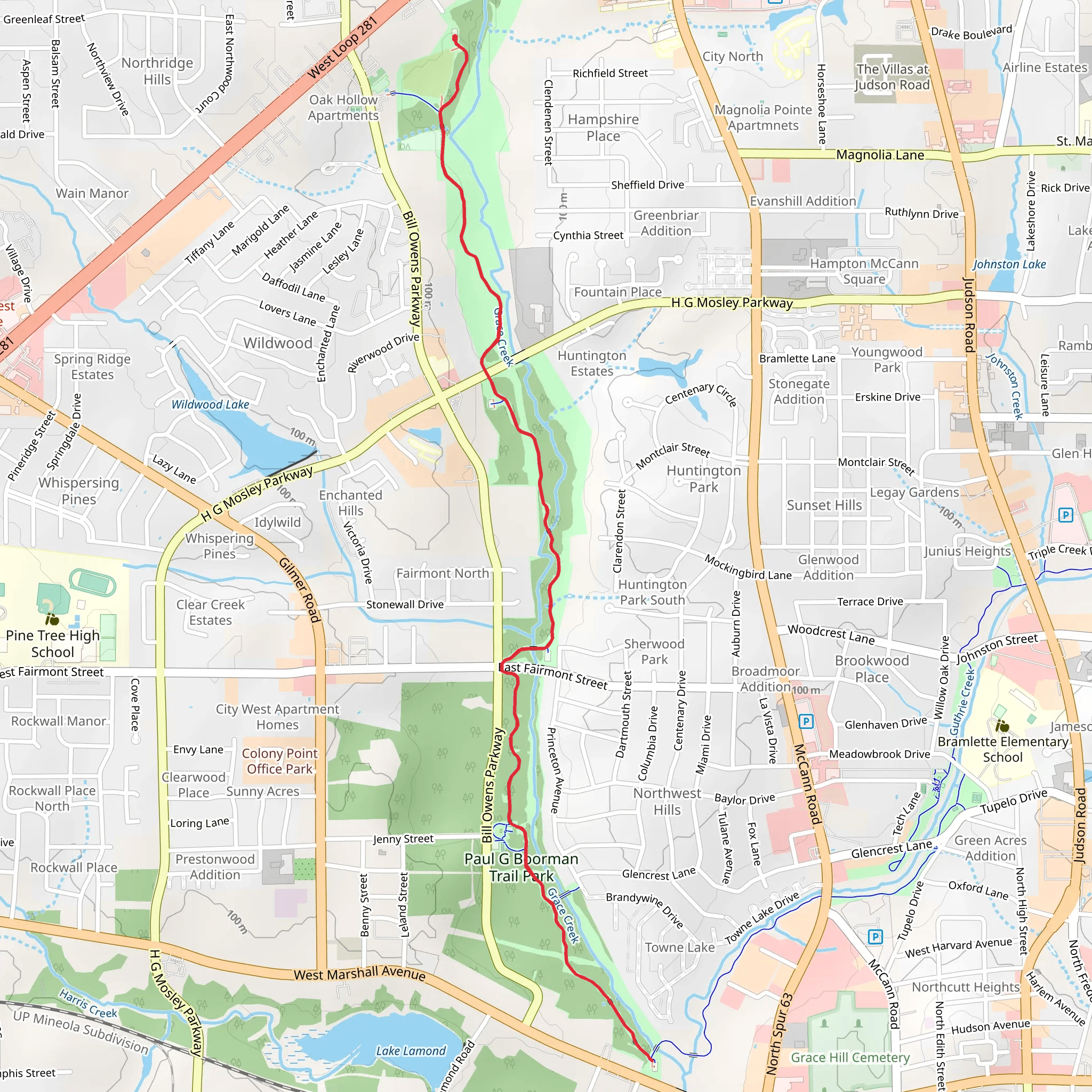 Paul G Boorman Trail mobile static map