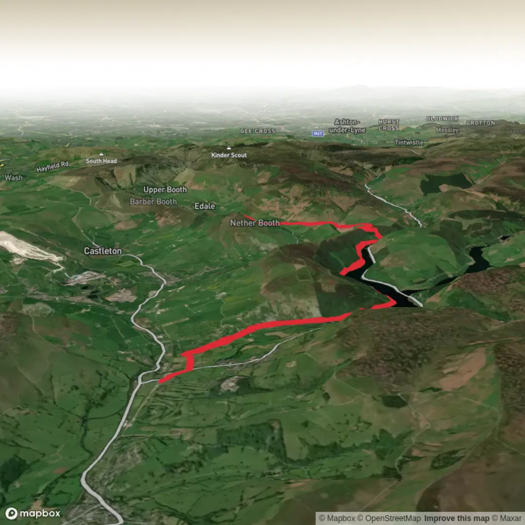 An image depicting the trail Bamford station to Mill Cottages via ladybower and hope cross and its surrounding area.