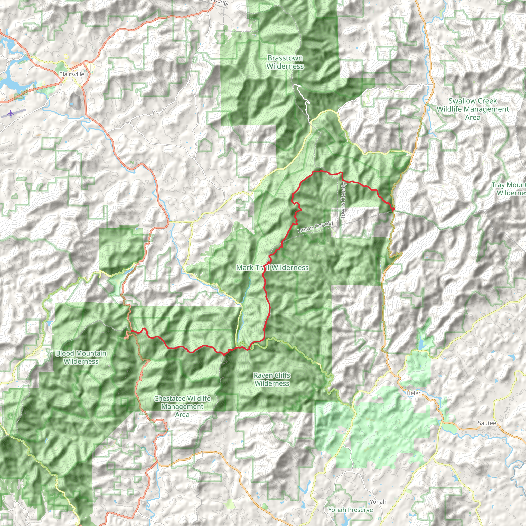 Rock Spring Top, Green Cliff Top and Blue Mountain via ADT mobile static map