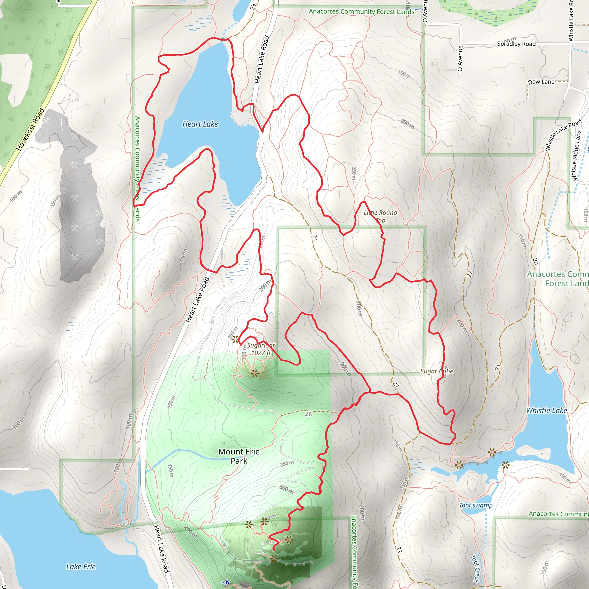 Heart Lake, Sugarloaf and Sugar Cube Loop mobile static map