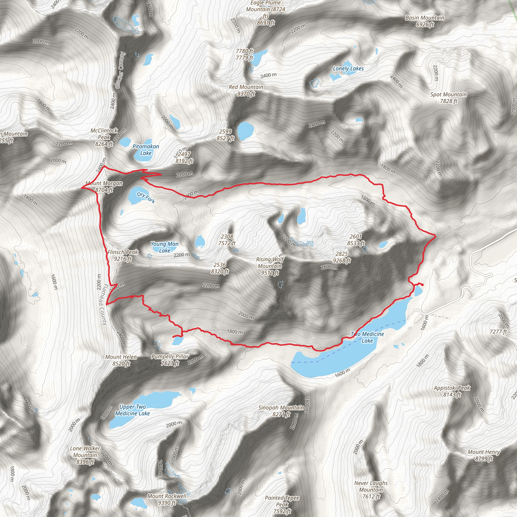 Mount Morgan - Two Medicine Lake Loop mobile static map
