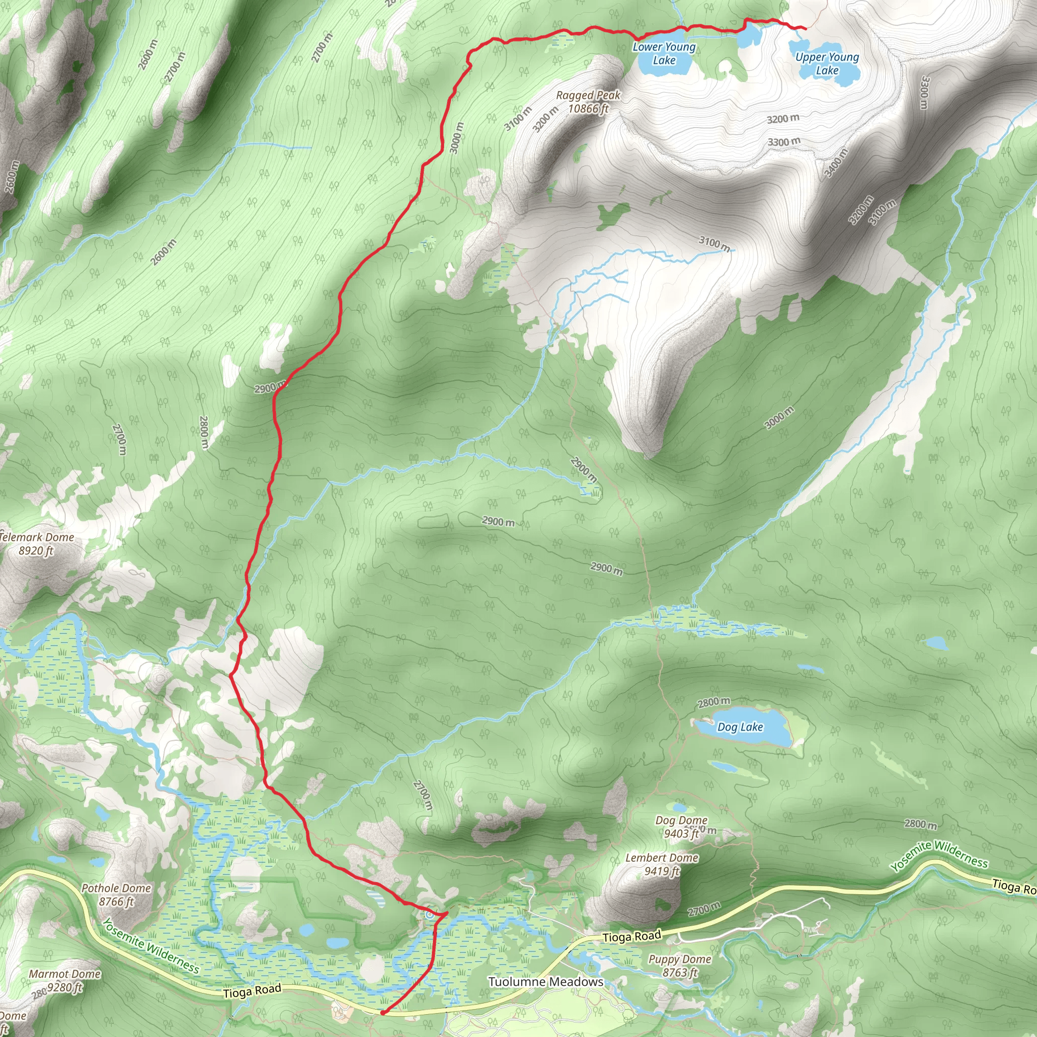 Young Lakes via PCT mobile static map