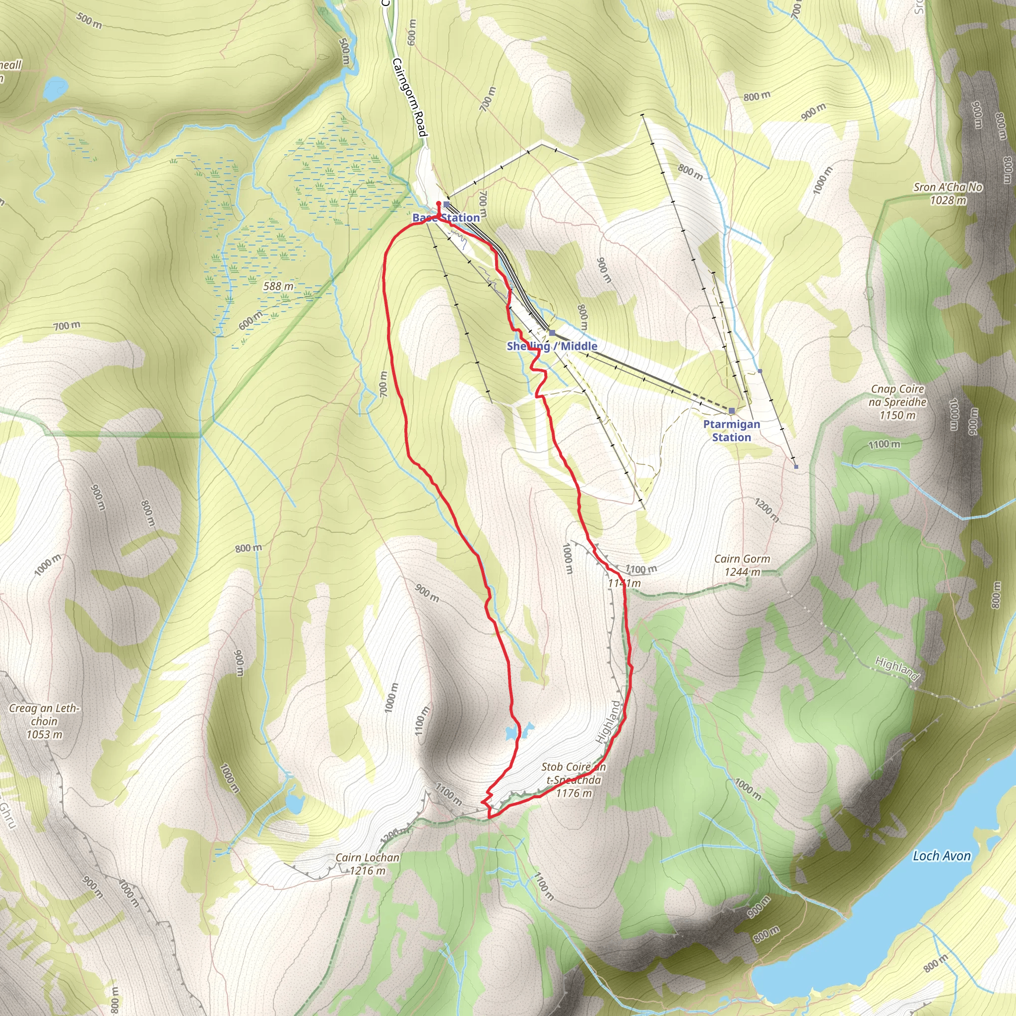 Stob Coire an t-Sneachda from Base Station mobile static map