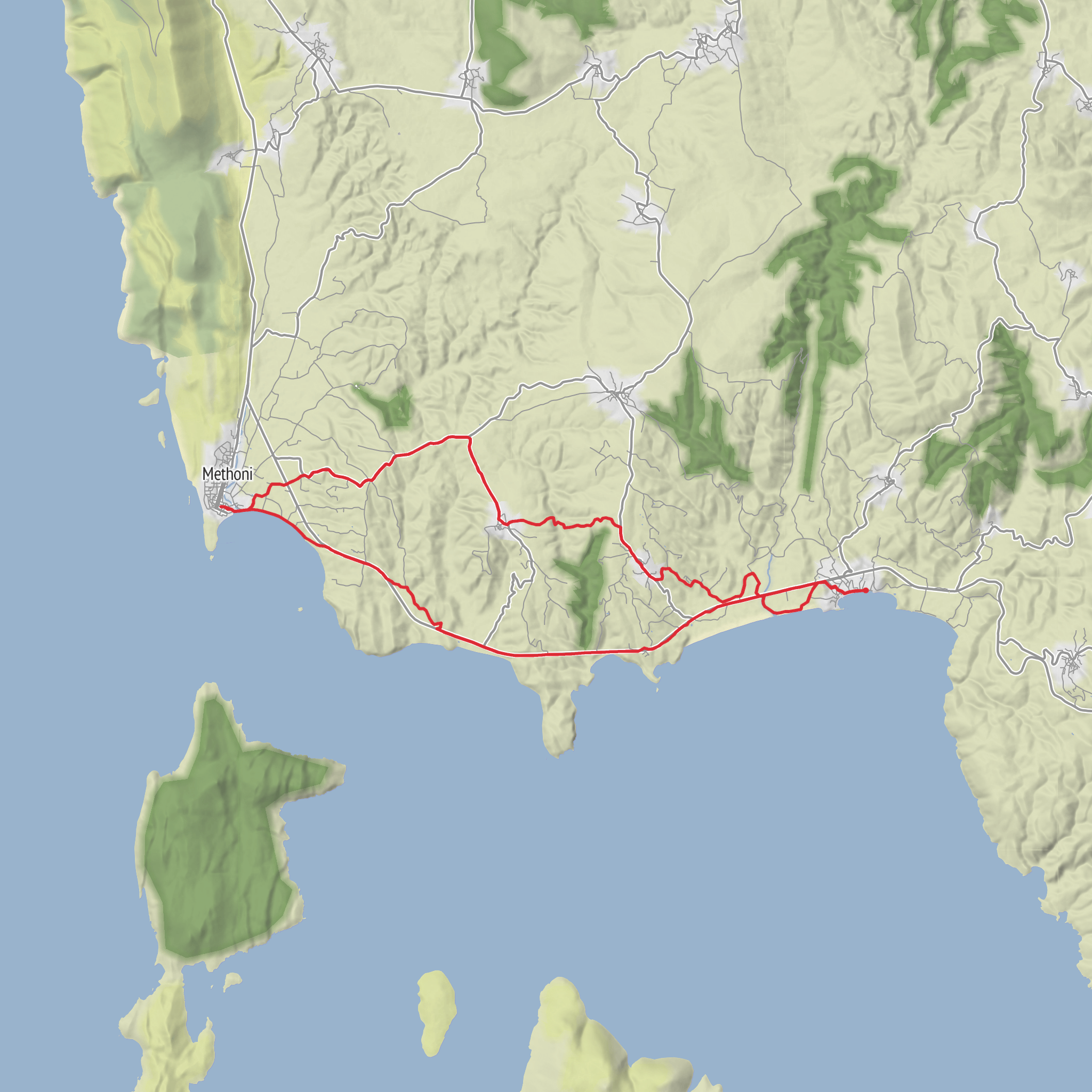 Finikounda to Methoni and back mobile static map