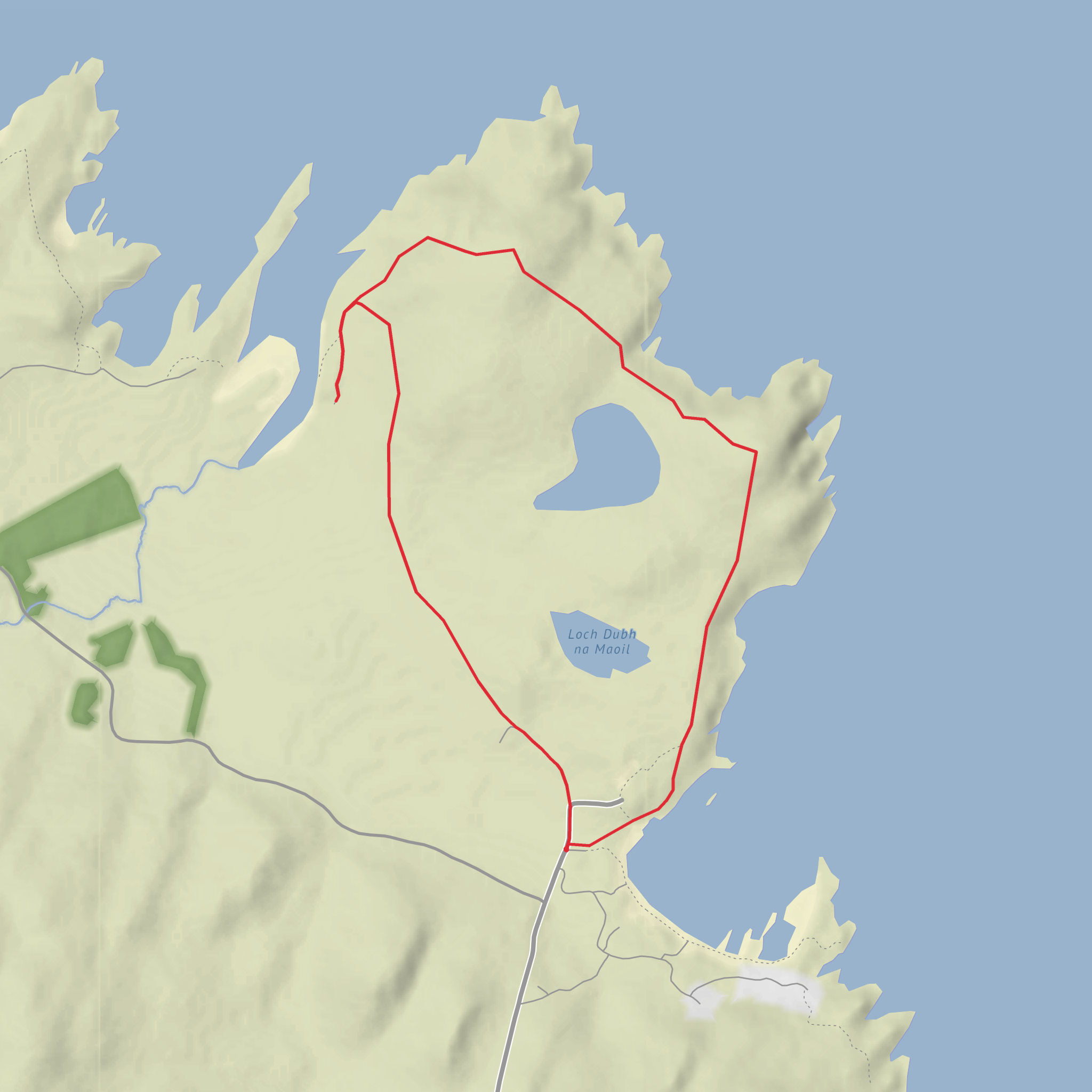 Rubha Beag, Meall Leac an Fhaobhair and Loch Dubh Geodhachan Tharailt Loop mobile static map