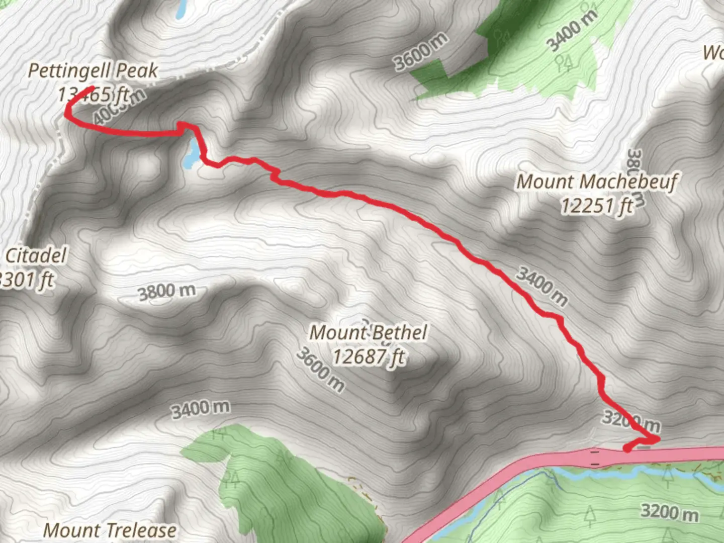 An image depicting the trail Pettingell Peak and Herman Lake via Herman Gulch and its surrounding area.