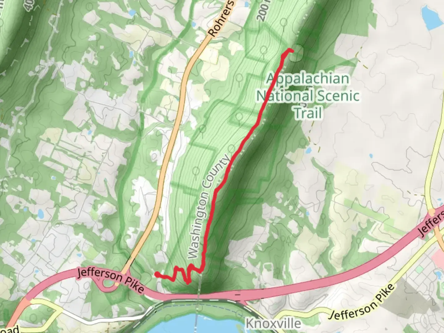An image depicting the trail Ed Garvey Shelter AT Camping Area via Appalachian TrailOut and Back and its surrounding area.