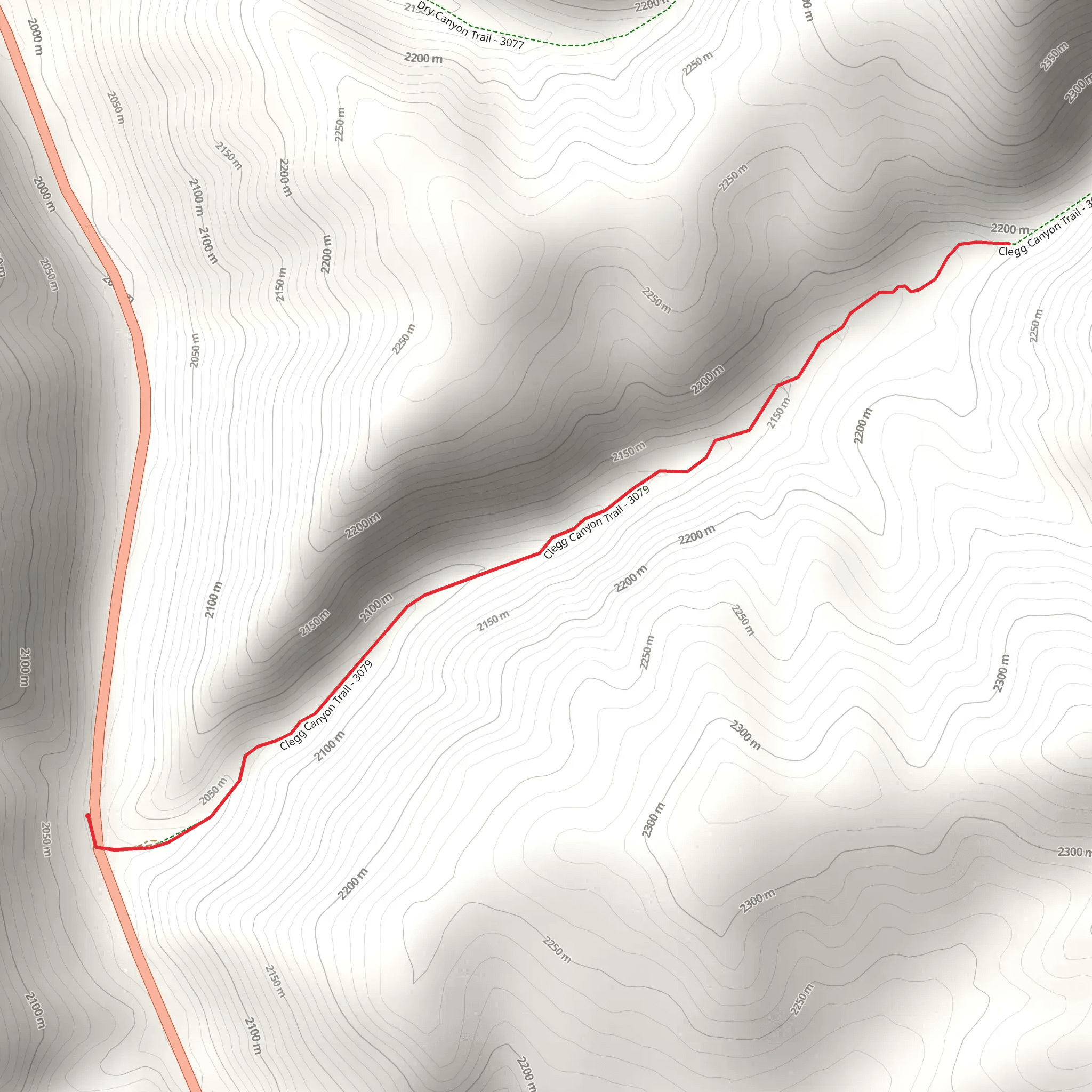 Clegg Canyon Trail mobile static map