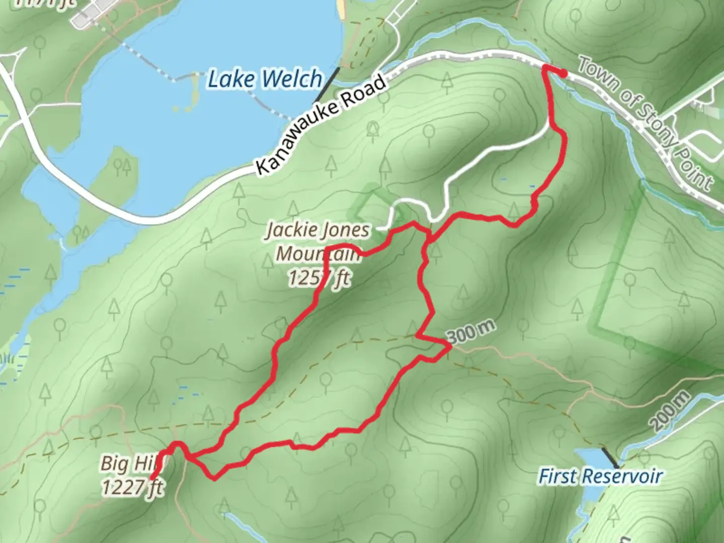 An image depicting the trail Jackie Jones Mountain and Big Hill via Suffern-Bear Mountain Loop and its surrounding area.