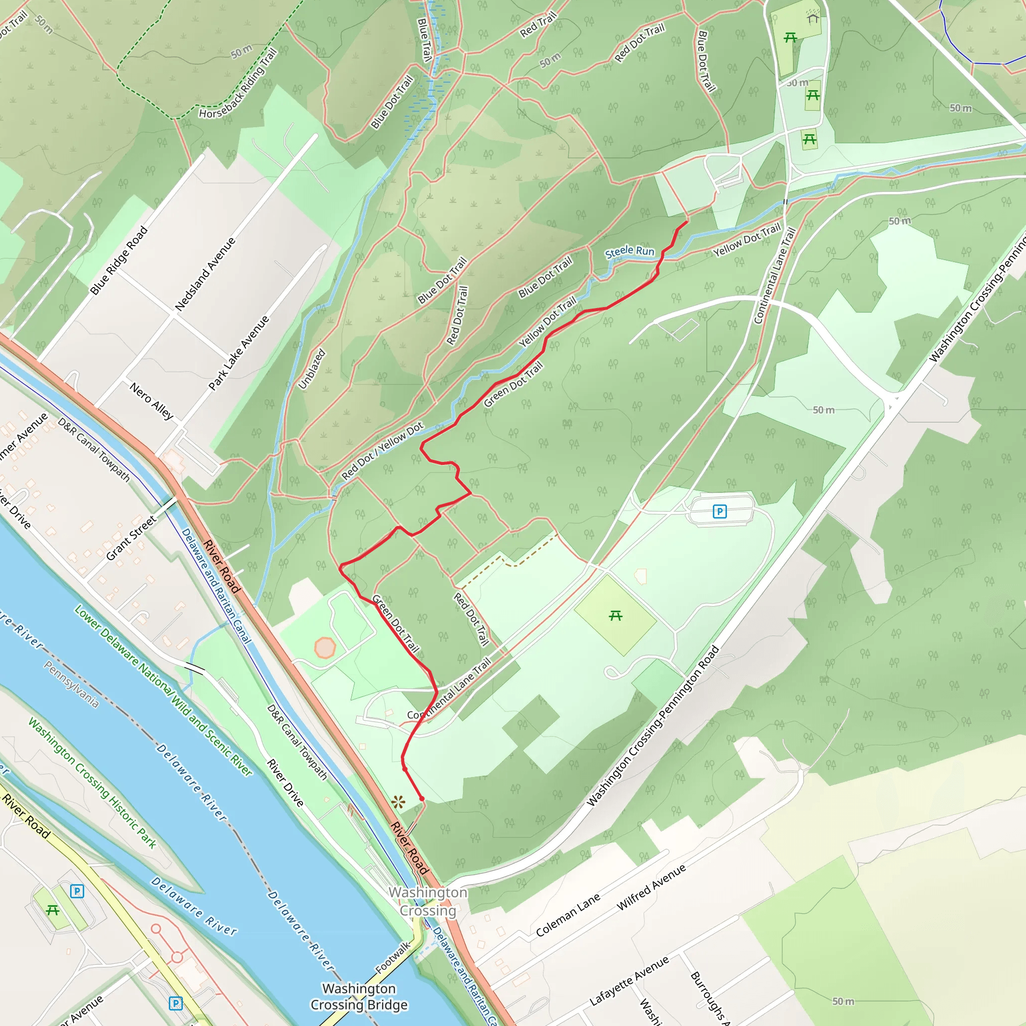 Green Dot Trail mobile static map
