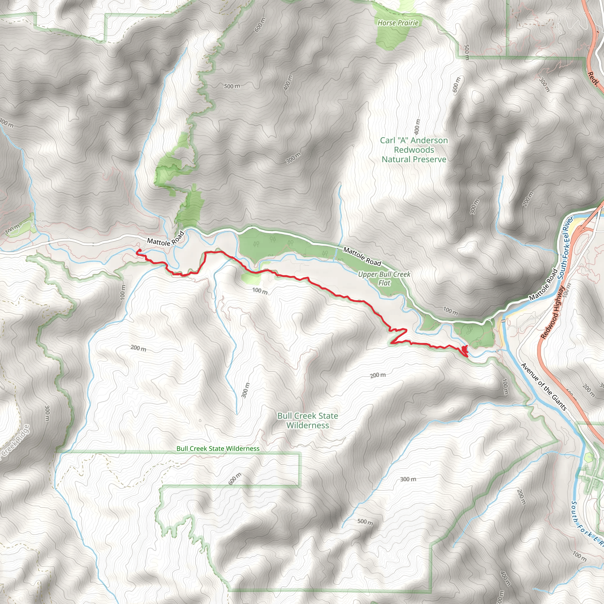 Bull Creek Trail South mobile static map