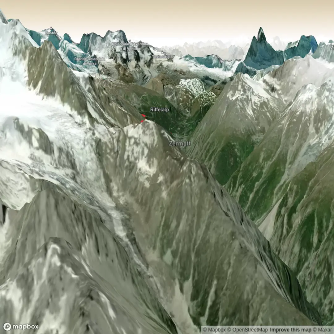 An image depicting the trail Europahutte to Zermatt and its surrounding area.