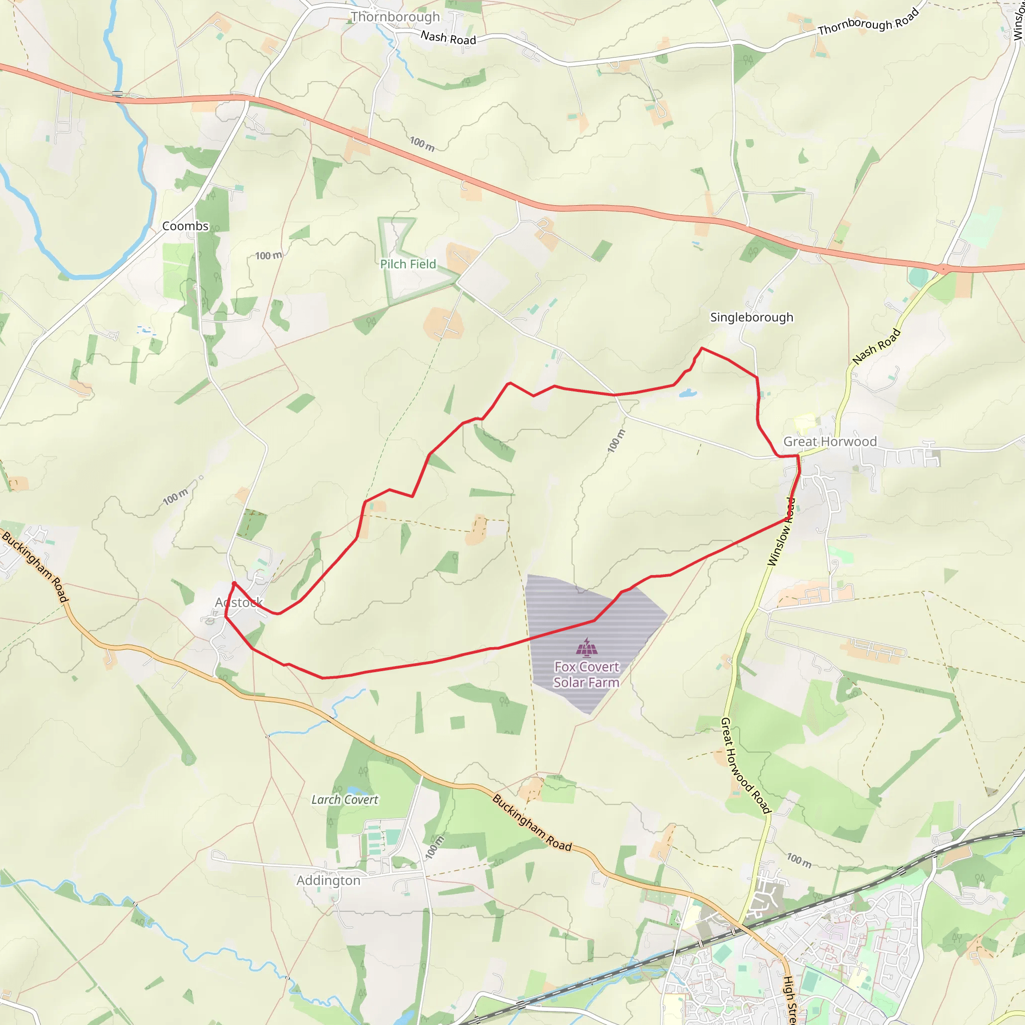 Great Horwood from Adstock mobile static map