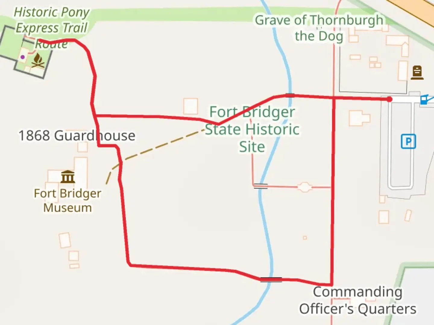 An image depicting the trail Fort Bridger State Historic Site Loop and its surrounding area.